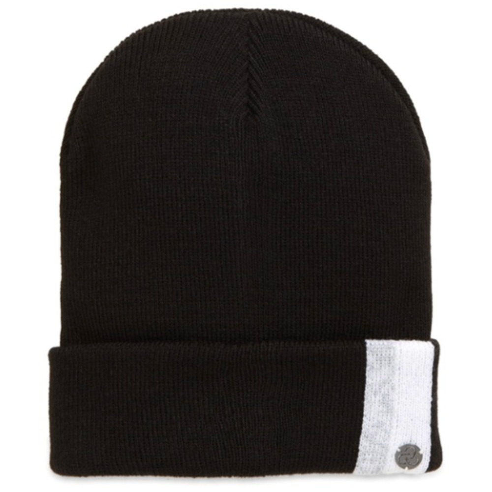 Zella Trending Sporty Black Reflective Cuff Beanie Knit Winter Hat Holiday Gifts